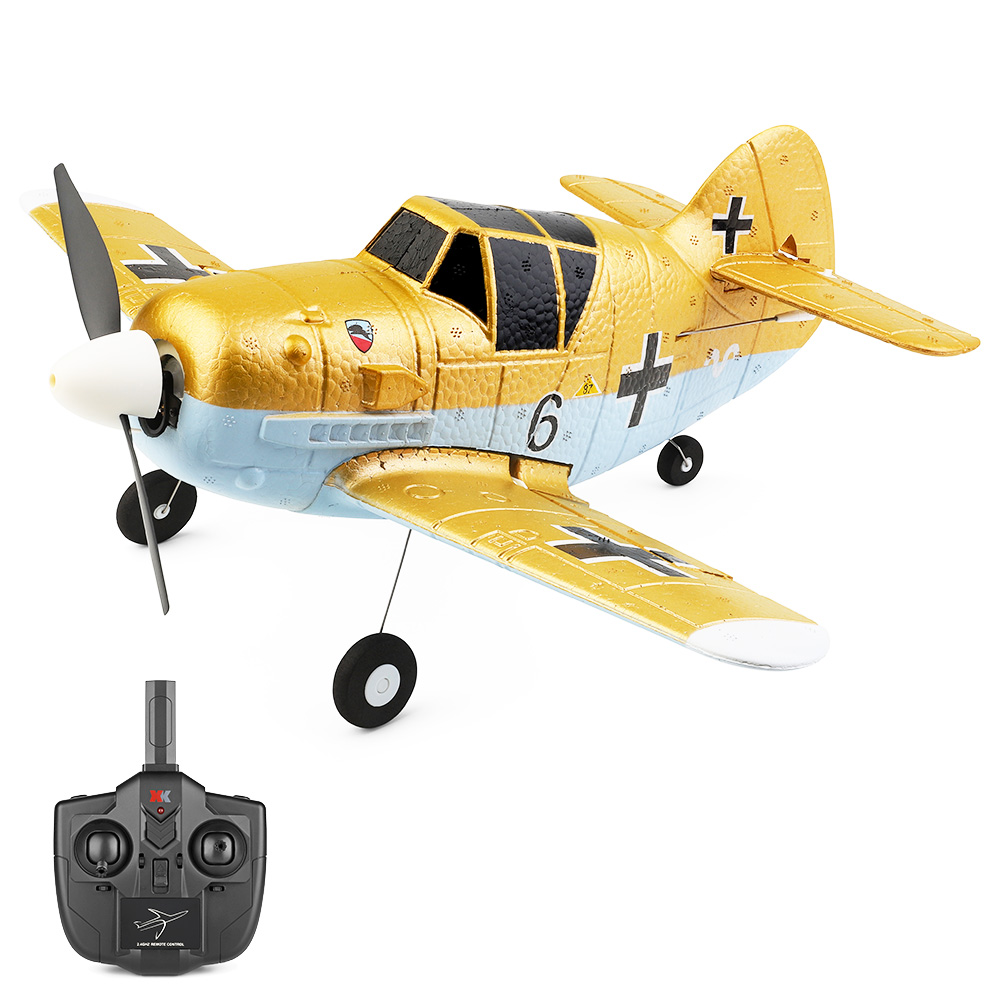 Wltoys A250 2.4G 3D6G RC เครื่องบิน 4 ช่องเครื่องบินปีกคงที่ของเล่นกลางแจ้ง Drone - สีเหลือง