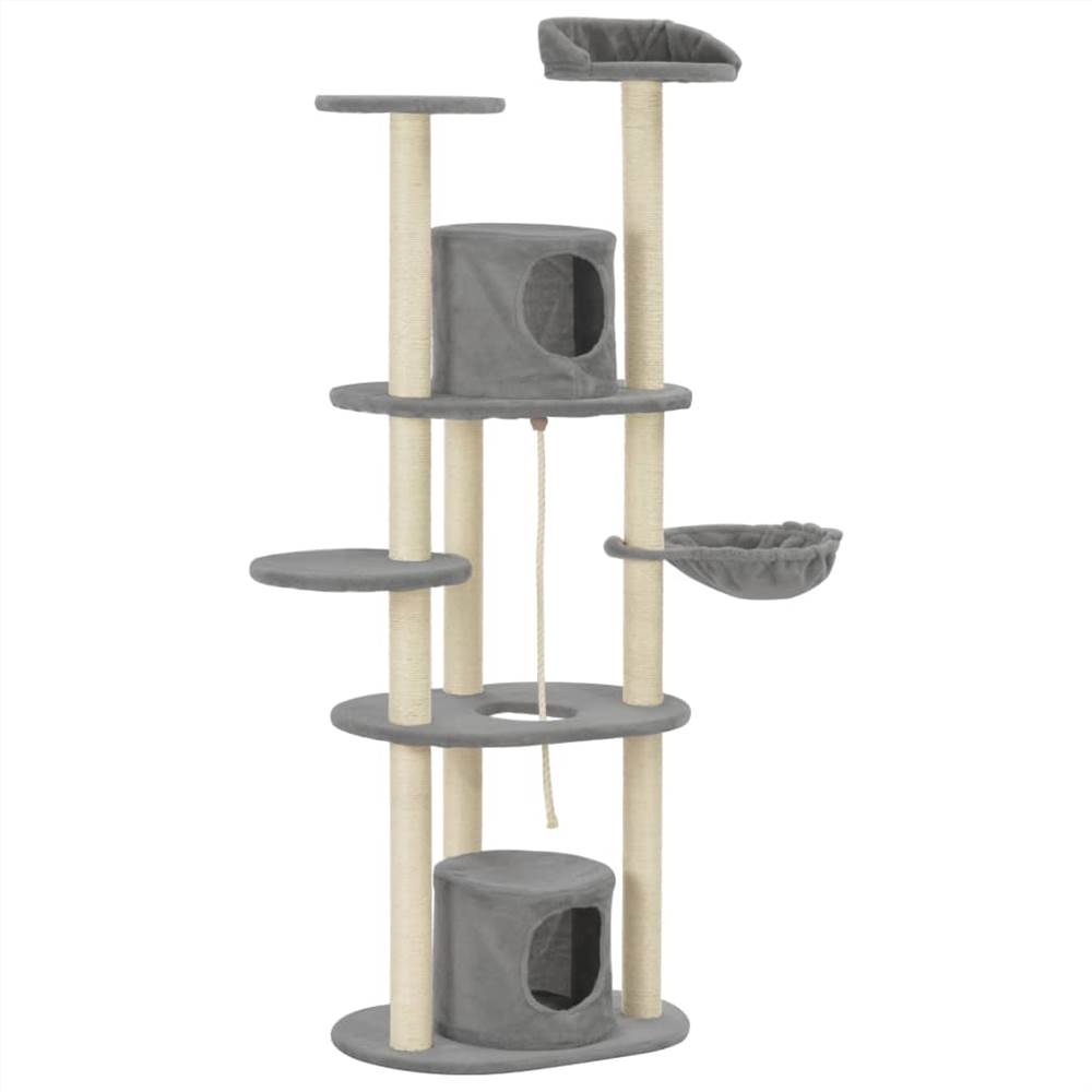 

Cat Tree with Sisal Scratching Posts Grey 160 cm