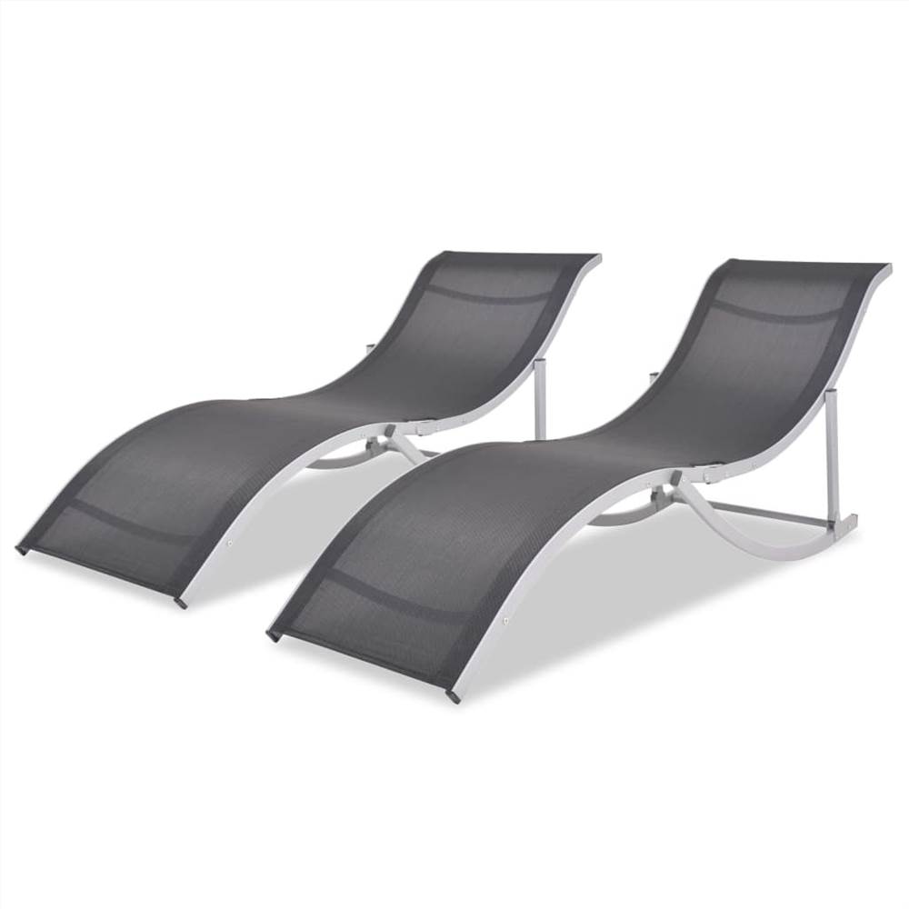 

Folding Sun Loungers 2 pcs Aluminium and Textilene