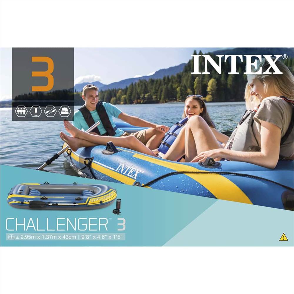 Intex Challenger 3 Set Inflatable Boat with Oars and Pump 68370NP