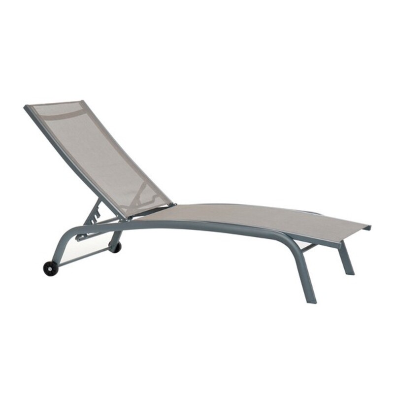 Sun-lounger DKD Home Decor with Wheels PVC Aluminium (187,5 x 64 x 97 cm) - Grey