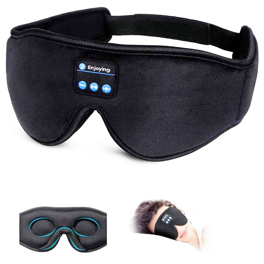 3D trådlös Bluetooth Music Eye Mask Sleep with Stereo - Svart