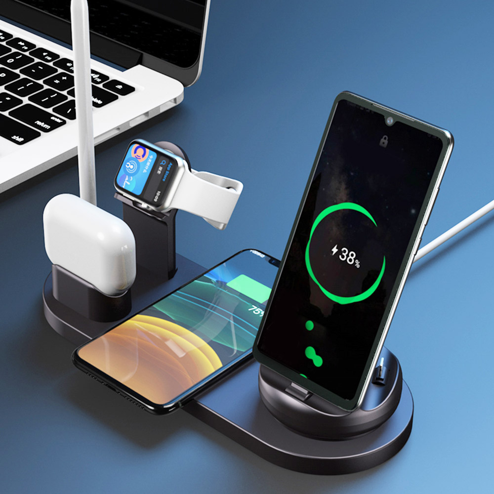 7 in 1 Wireless Charger Fast Charging สำหรับ iPhone - สีดำ