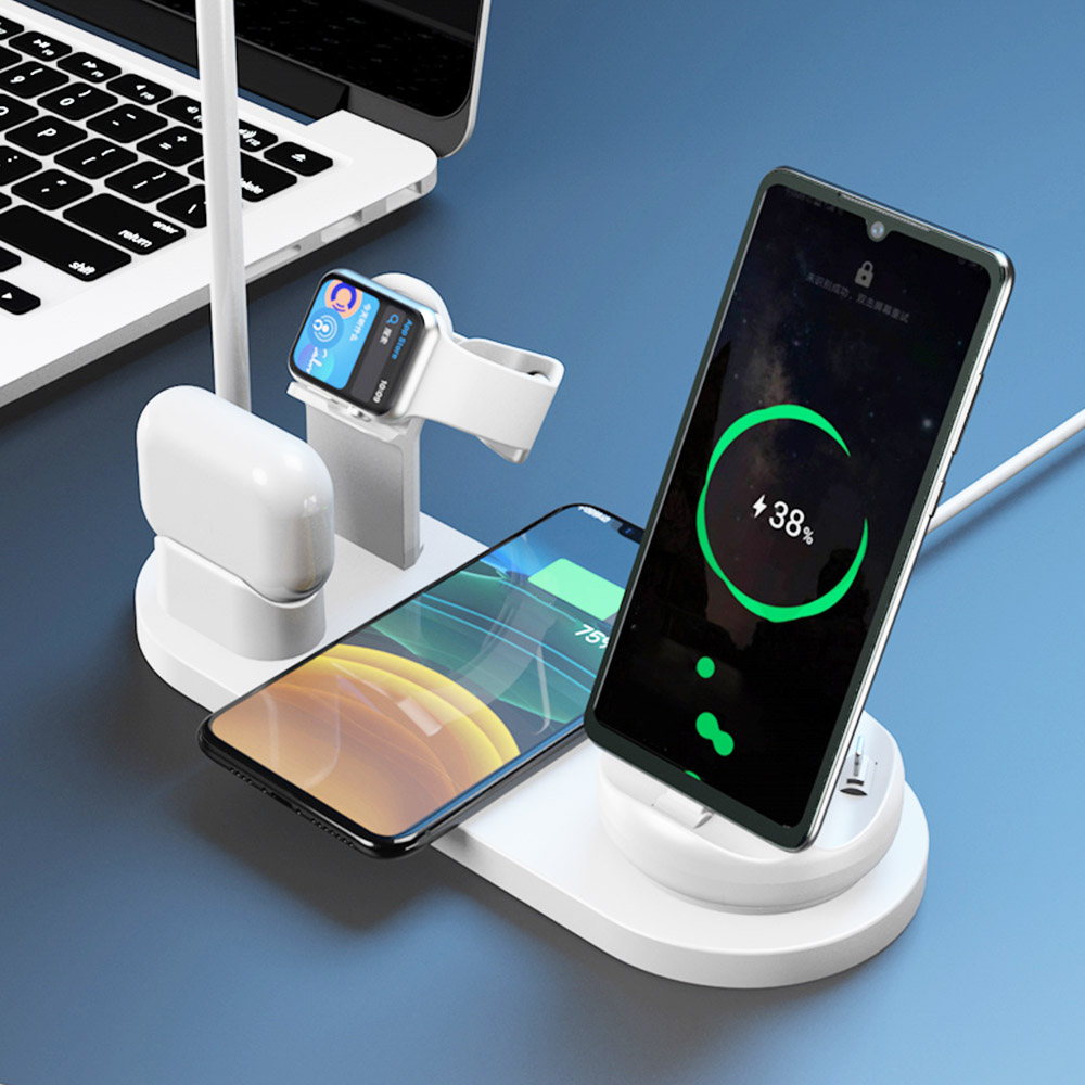7 in 1 Wireless Charger Fast Charging สำหรับ iPhone - สีขาว