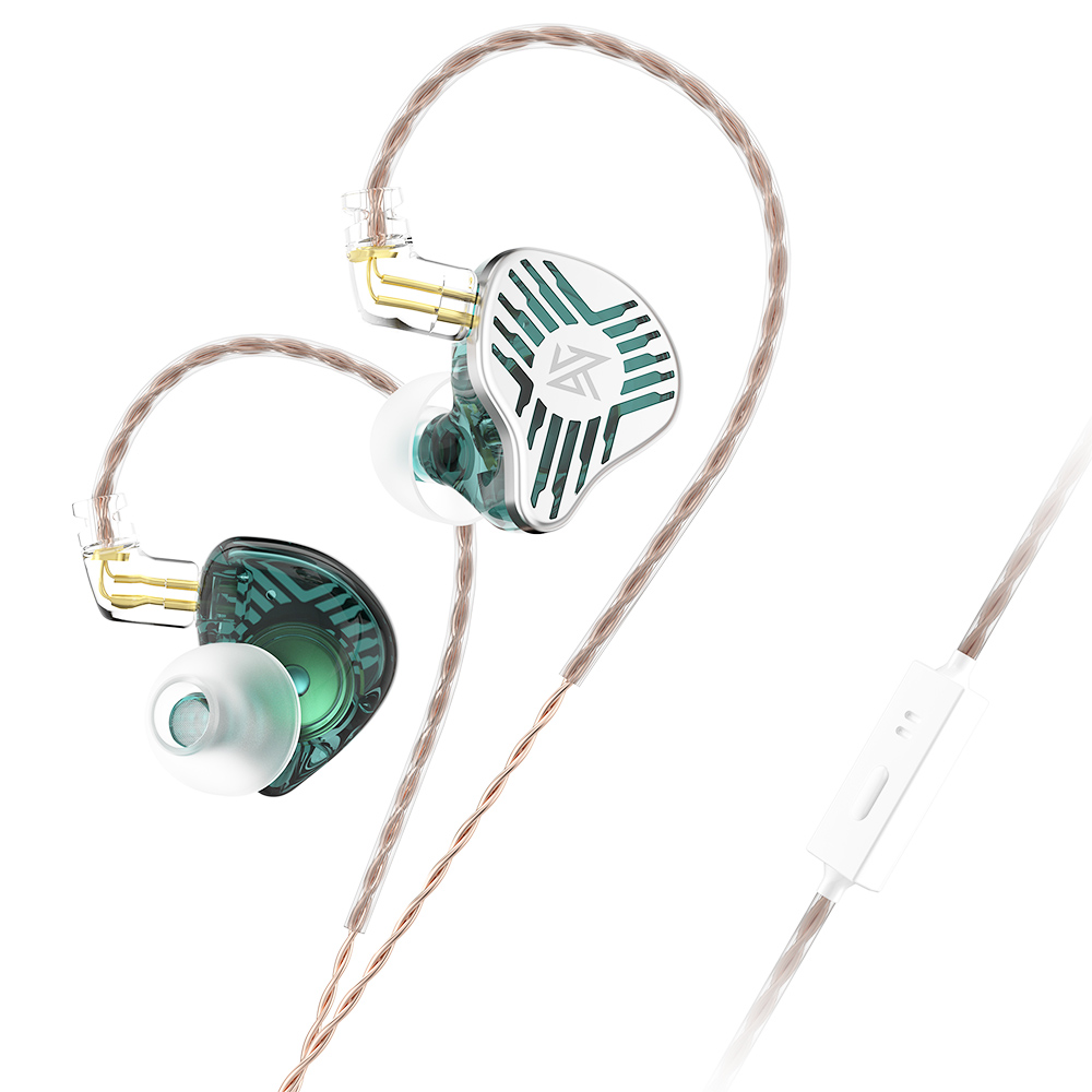 KZ EDS Wired Earphones In-Ear Dual Magnetic Dynamic Drivers HiFi In Ear with Mic for Musician Audiophile - Cyan