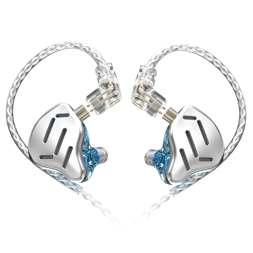 KZ ZAX In Ear Wired Earphones 1DD+7BA HiFi Bass Monitor Headset Hybrid technology Noise Cancelling with Mic- Silver