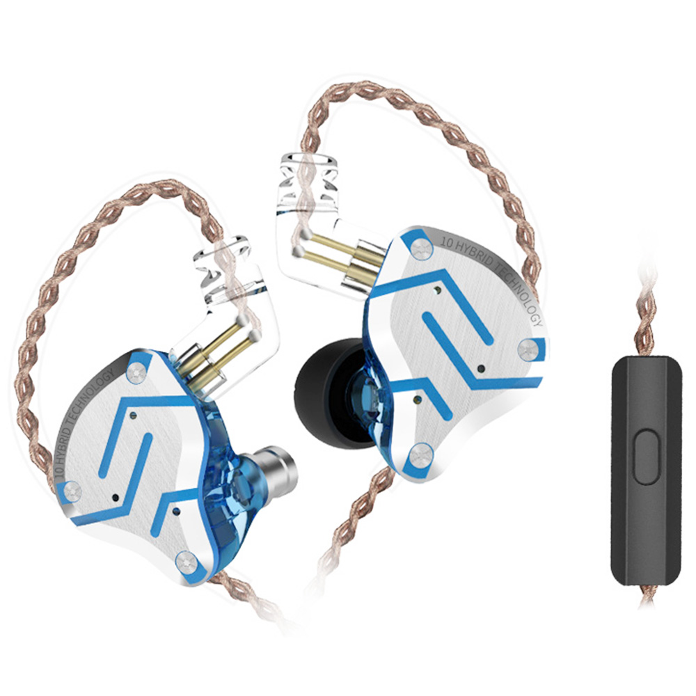 

KZ ZS10 Pro Wired Earphone 4BA+1DD Hybrid Technology In-ear HiFi Bass Game Headset with Mic - Glittering Blue