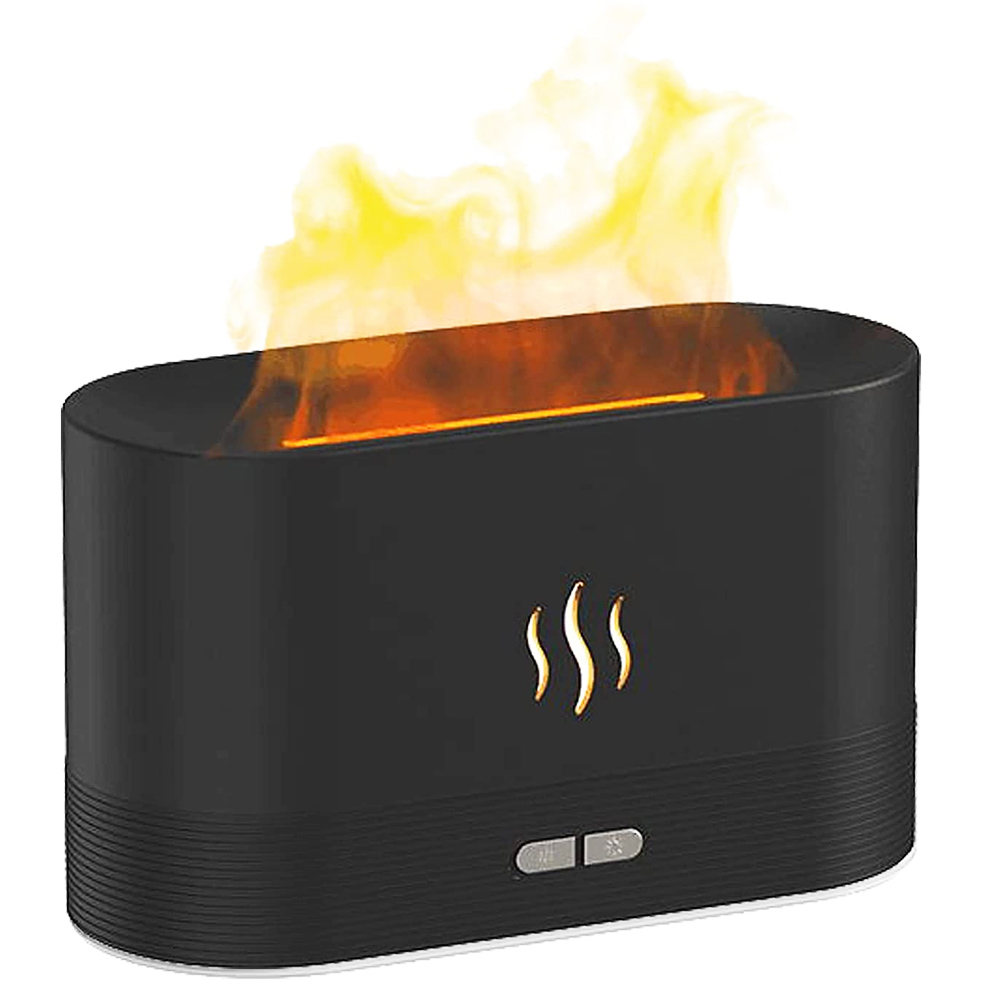 Aromatherapie Diffuser Simulatie Vlam Mist Luchtbevochtiger USB Ultrasoon Cool Mist Aroma Essentieel voor Thuiskantoor - Zwart