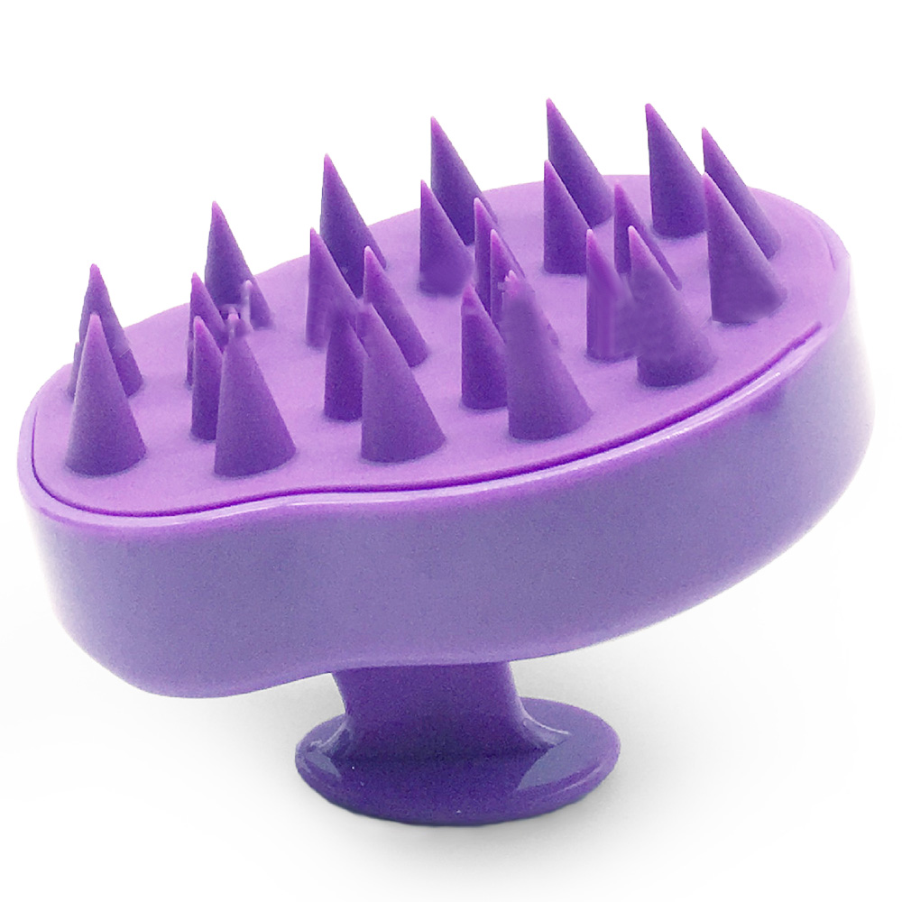 Щетка-шампунь-массажер для кожи головы с мягкими и гибкими силиконовыми щетинками для ухода за волосами и расслабления головы - фиолетовый