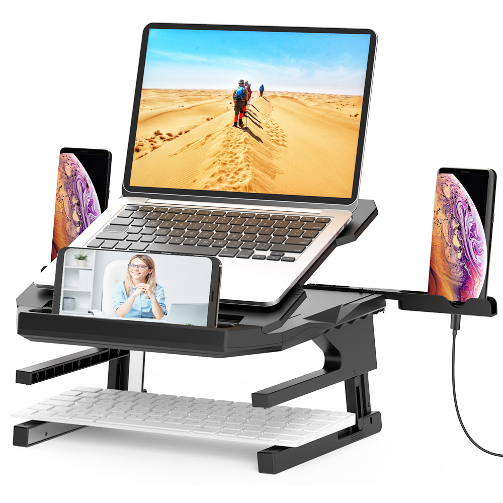 

Herigu Portable Laptop Stand for Desk with 360 Rotating Base Foldable Computer Stand Fits All Laptops up to 15.6 inch