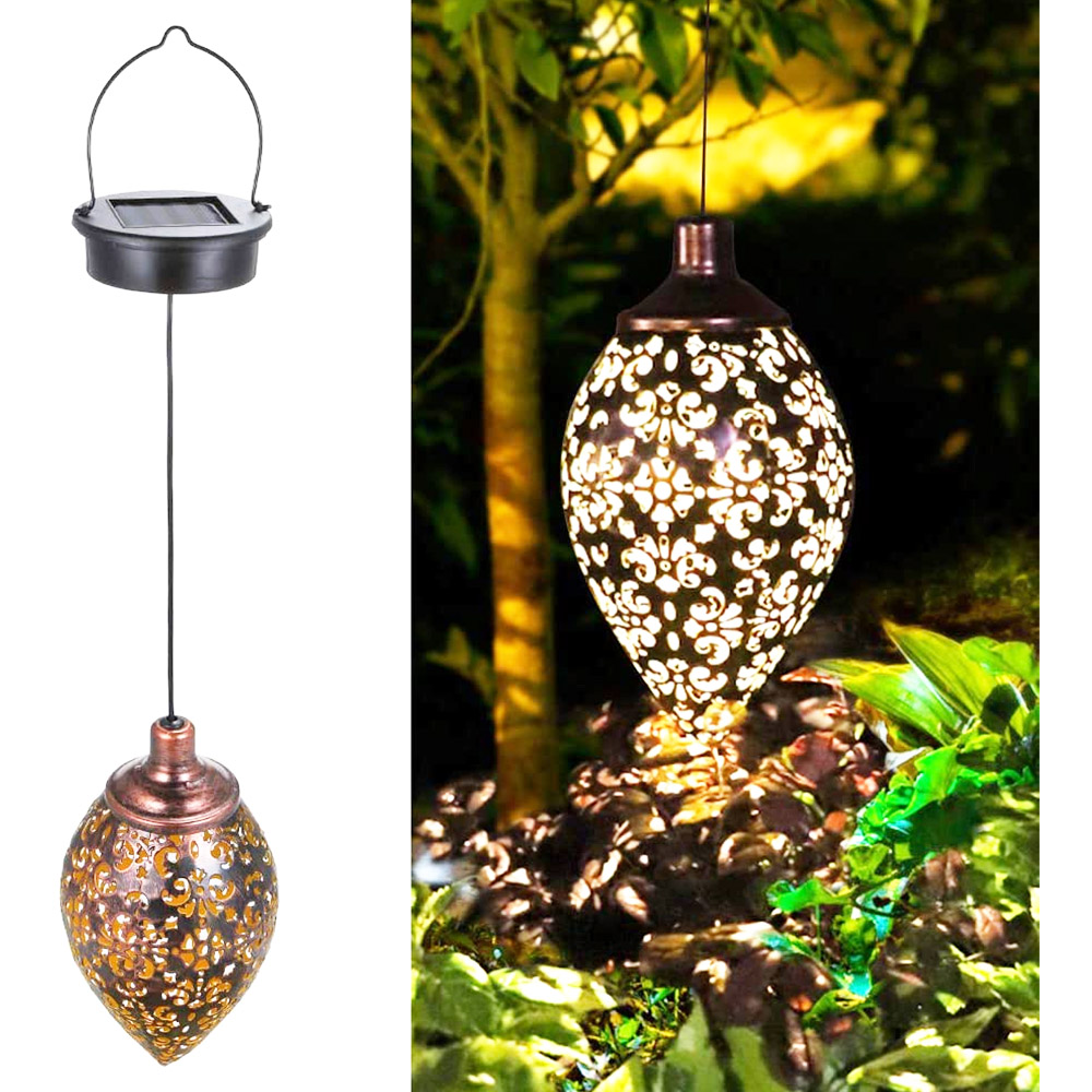 Lampada solare per lanterne Lampade da giardino sospese per esterni Lampada in metallo per decorazioni per patio Accessori da giardino in metallo per giardini d'arte