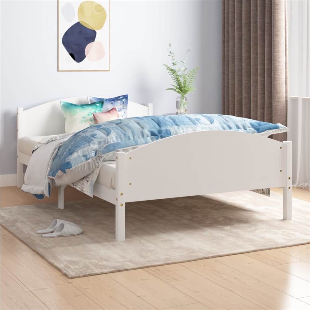 

Bed Frame White Solid Pine Wood 140x200 cm