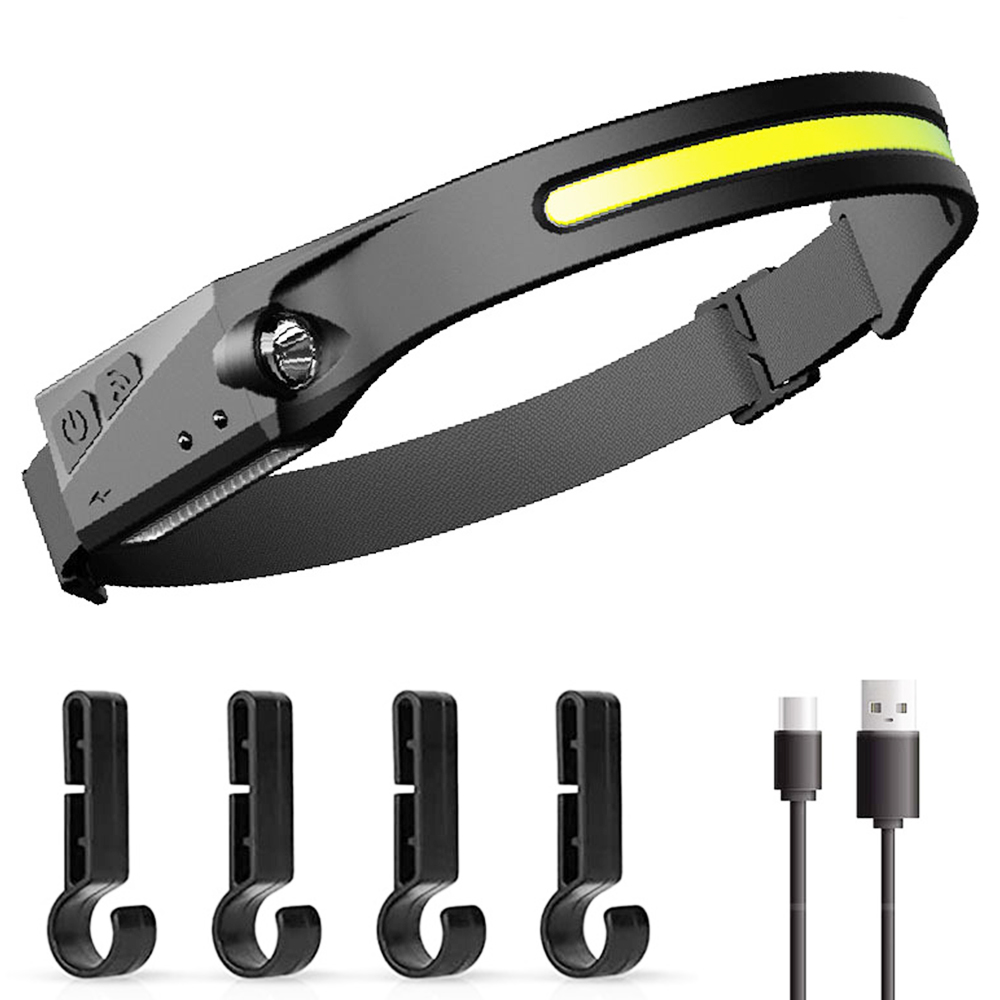 Bright LED Headlamp 270 Degree Wide Beam &amp; Spotlight, 4 Sensor Modes for Outdoor Cycling Camping Hiking - with 4 buckles