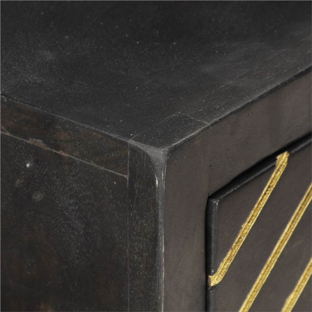 Console Table Black and Gold 90x30x75 cm Solid Mango Wood