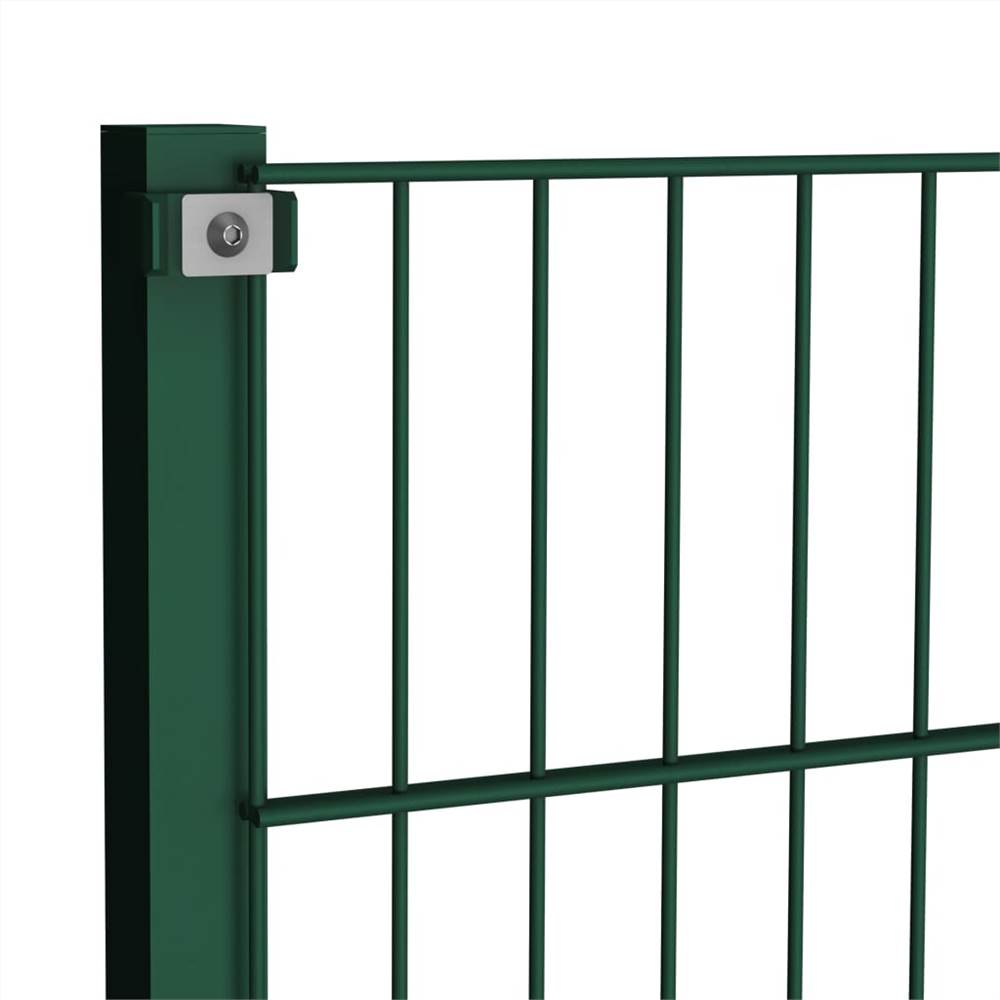 Fence Panel with Posts Iron 11.9x1.2 m Green