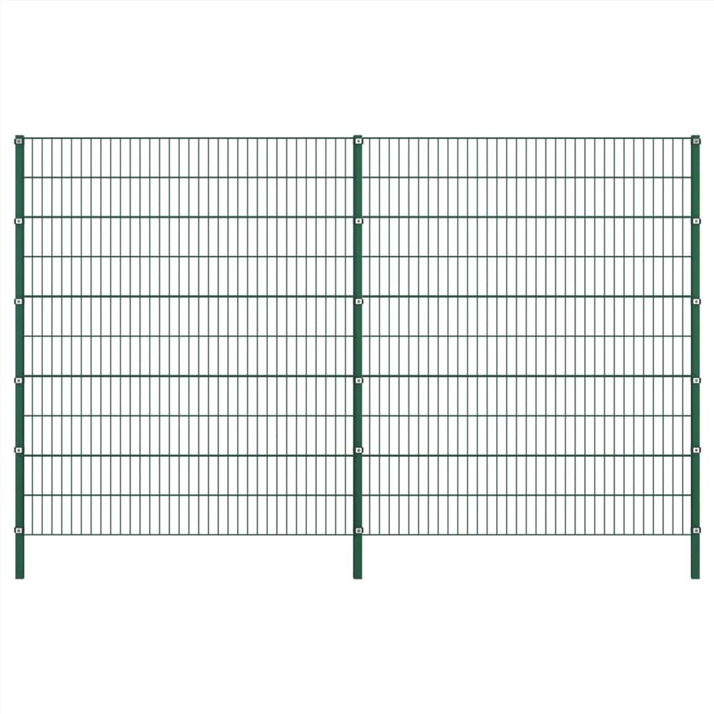 

Fence Panel with Posts Iron 3.4x2 m Green