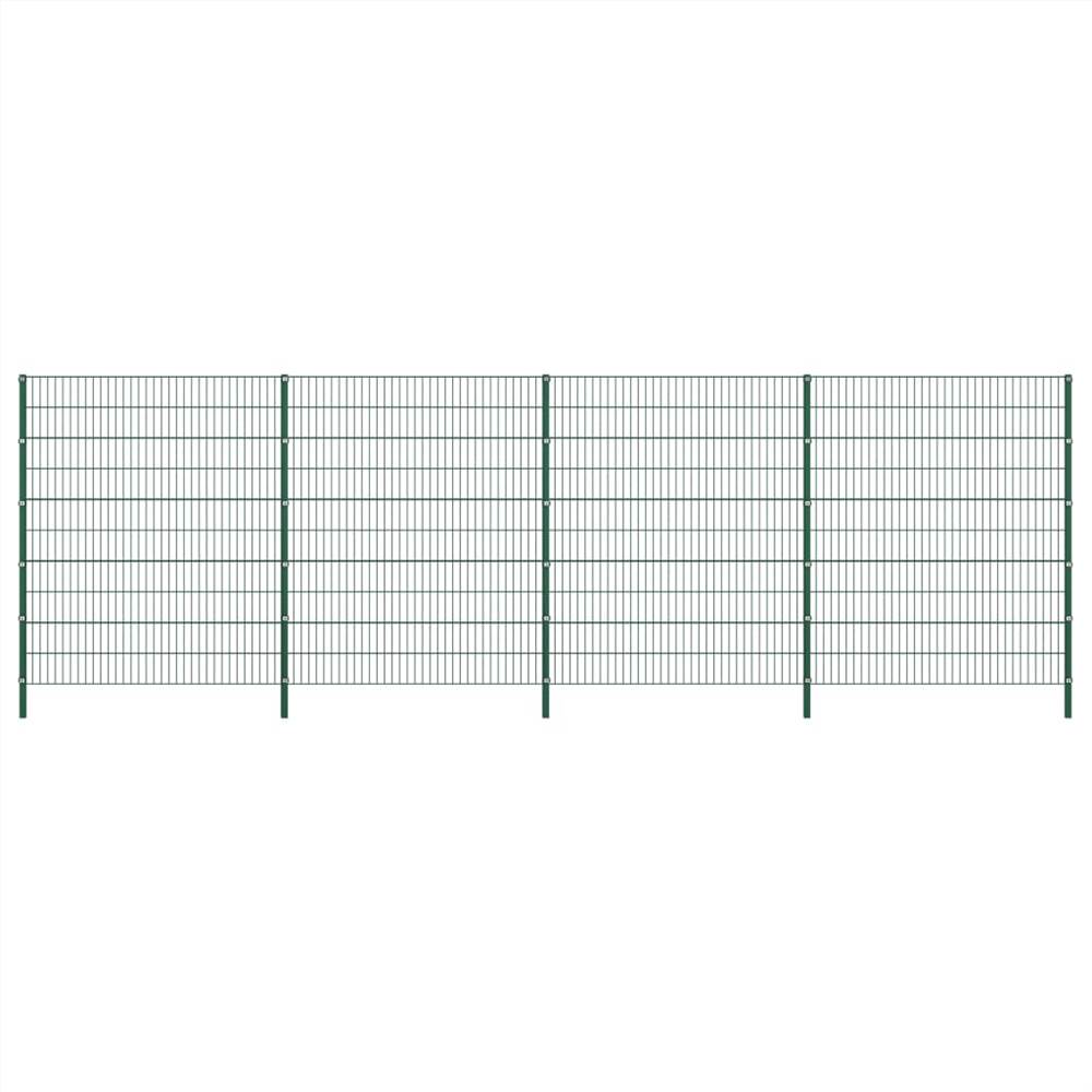 

Fence Panel with Posts Iron 6.8x2 m Green