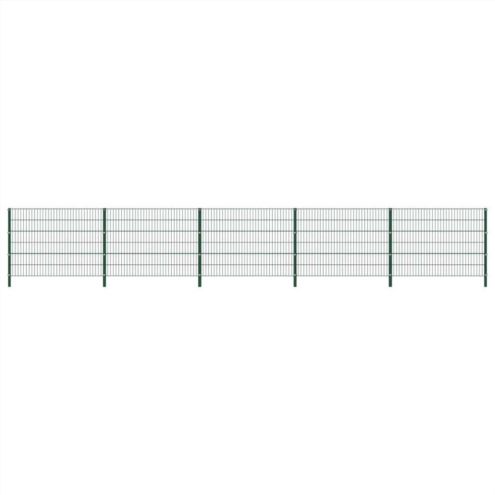 

Fence Panel with Posts Iron 8.5x1.2 m Green