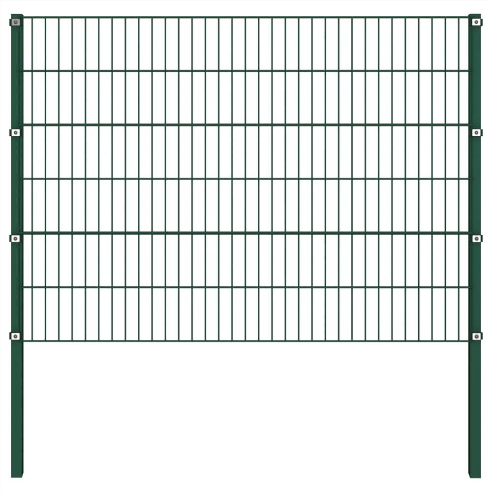 Fence Panel with Posts Iron 8.5x1.2 m Green