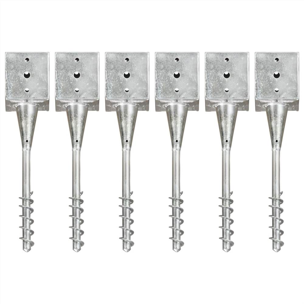 

Ground Spikes 6 pcs Silver 12x12x56 cm Galvanised Steel