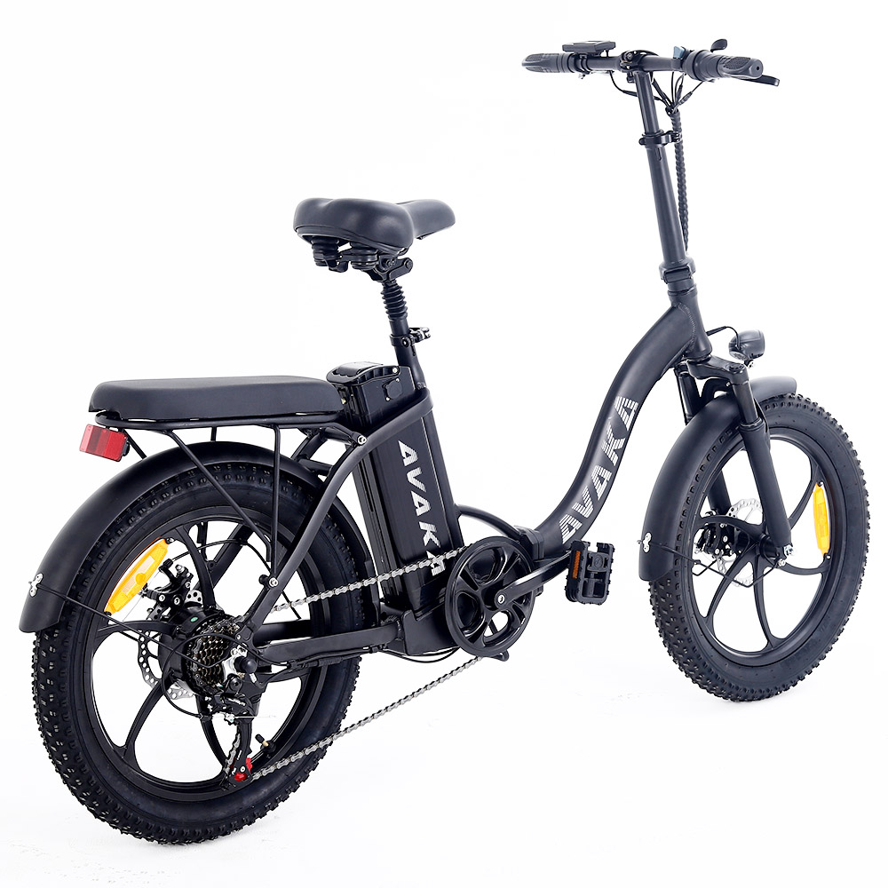AVAKA BZ20 Electric Bike 20 Inch Folding Frame E-bike 7-Speed Gears With Removable 15AH Lithium Battery - Black
