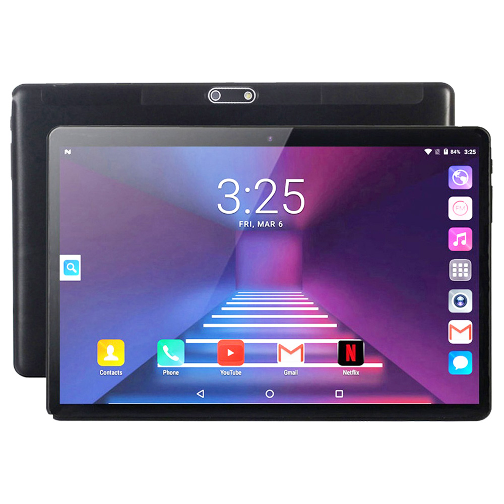 BDF S10 Tablet PC 10.1 Inch Quad Core Android 9.0 2GB/32GB Google Play WiFi Bluetooth 4G Phone Calling EU Plug - Black