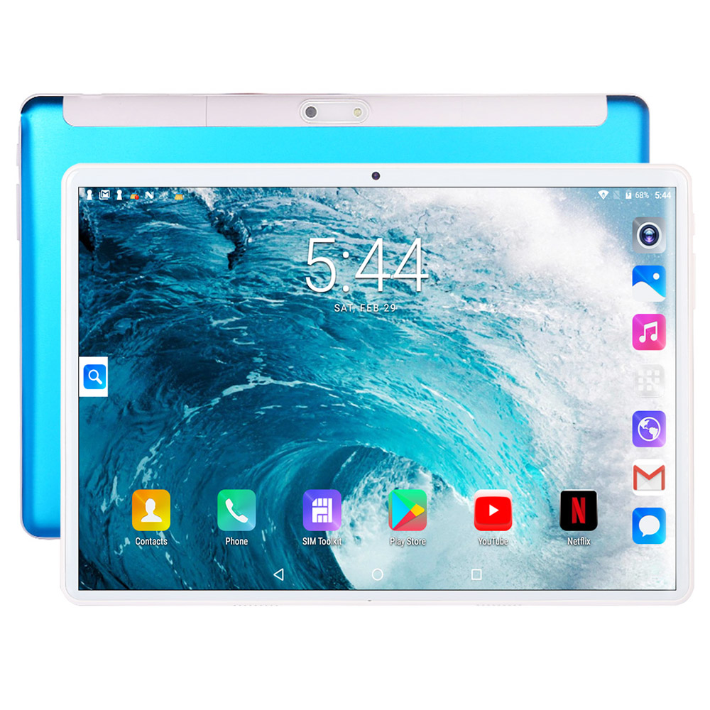 BDF S10 Tablet PC 10.1 Inch Quad Core Android 9.0 2GB/32GB Google Play WiFi Bluetooth 4G Phone Calling EU Plug - Blue