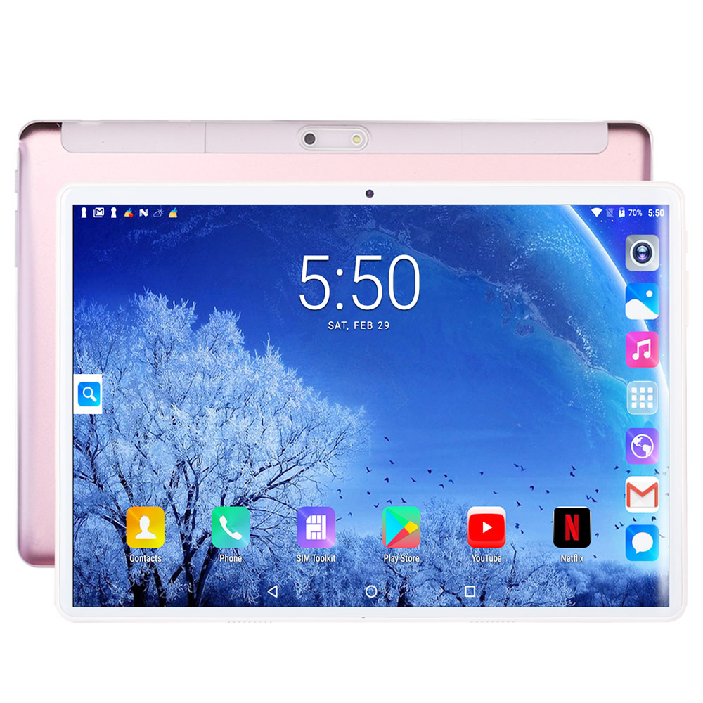 BDF S10 Tablet PC 10.1 Inch Quad Core Android 9.0 2GB/32GB Google Play WiFi Bluetooth 4G Phone Calling EU Plug - Pink