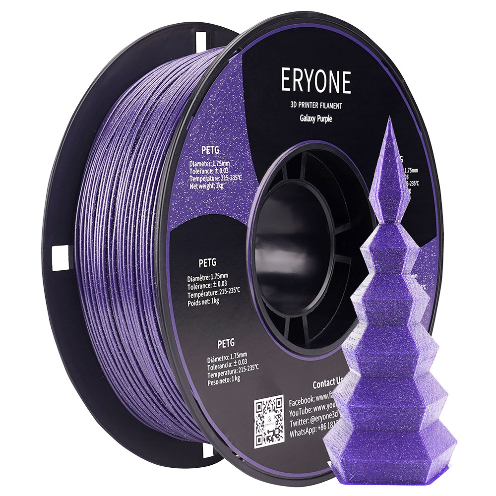ERYONE Galaxy PETG Filament for 3D Printer 1.75mm Tolerance 0.03mm 1KG(2.2LBS)/Spool - Purple