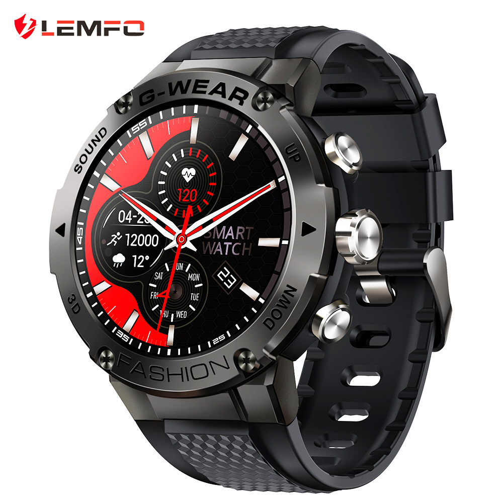 LEMFO K28H Smartwatch 1.32-inch IPS Clear Full-Touch Screen Men Watch with BT Call - Black