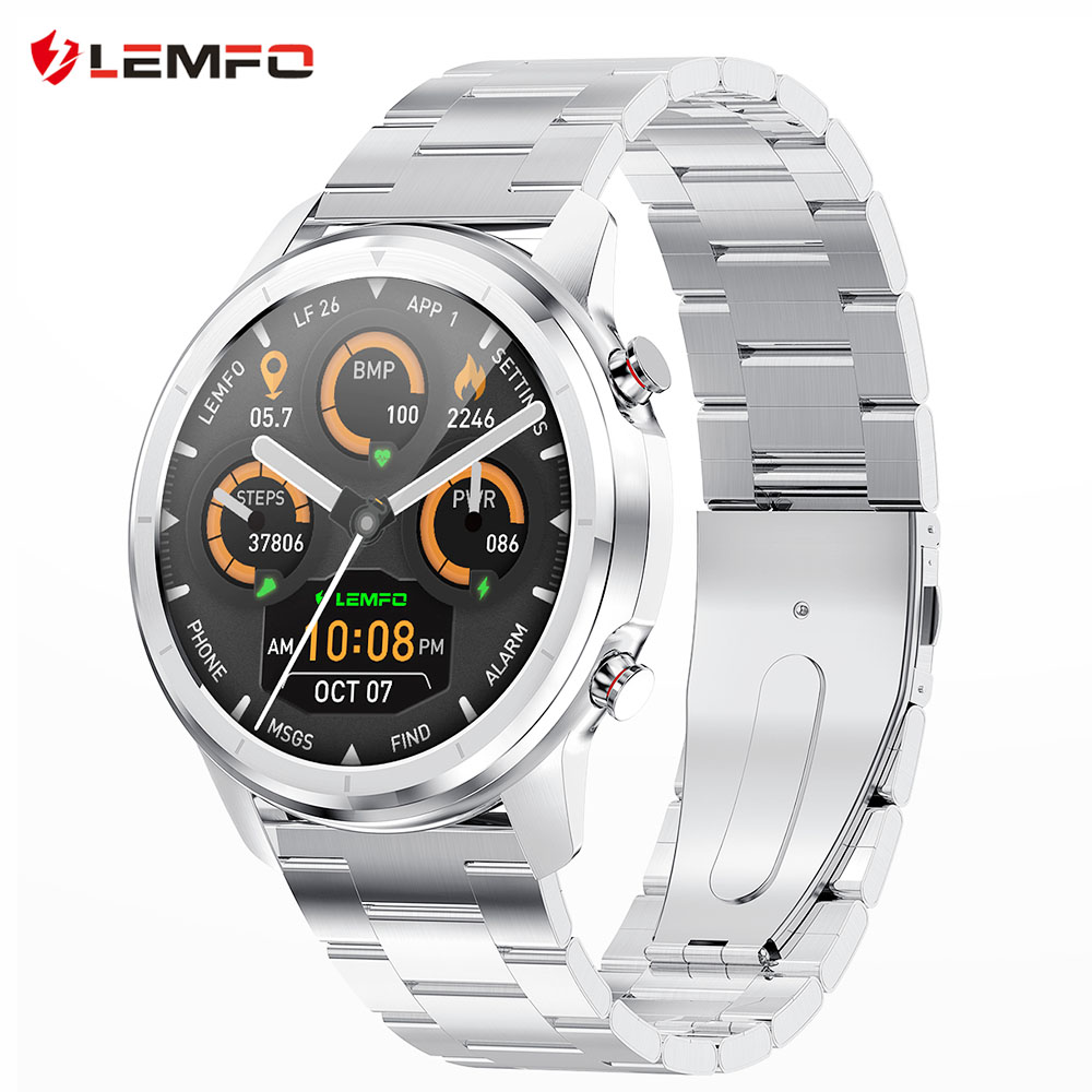 LEMFO LF26 Smartwatch Full Touch HD Amoled Screen Bluetooth 5.0 Sports Fitness Watch Stainless Steel - Silver