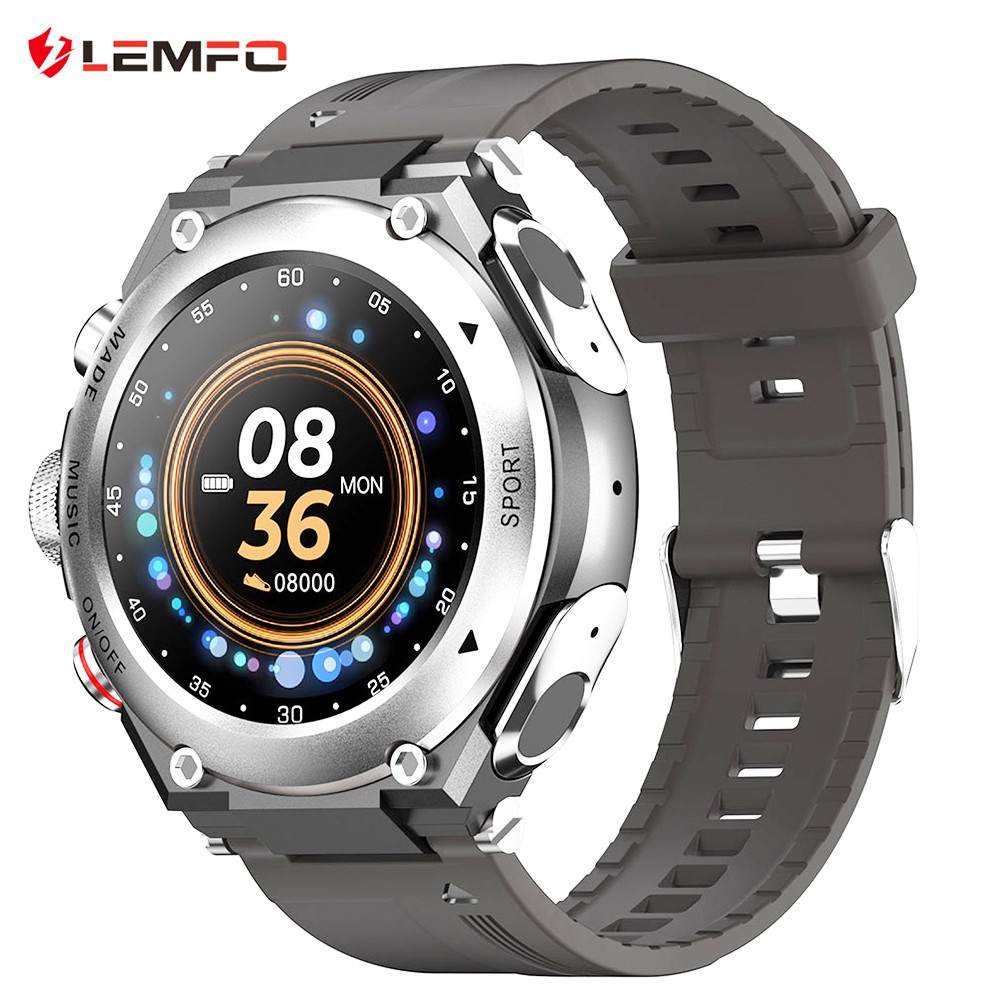 LEMFO T92 Smartwatch 1.28-inch IPS Color Full-Touch Screen Sports Watch with BT Earbuds - Silver