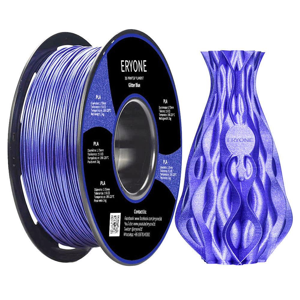 ERYONE Galaxy Sparkly Glitter PLA Filament pour Imprimante 3D Tolérance 1.75mm 0.03mm 1KG (2.2LBS) / Bobine - Bleu