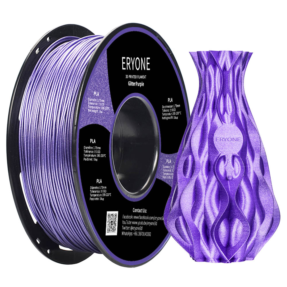 

ERYONE Galaxy Sparkly Glitter PLA Filament for 3D Printer 1.75mm Tolerance 0.03mm 1KG(2.2LBS)/Spool - Purple