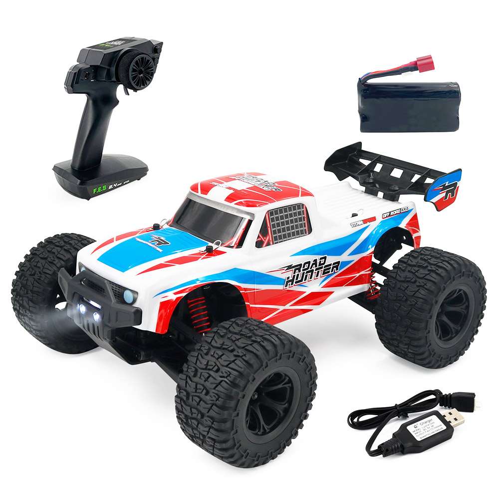 JJRC Q123 1: 10 Racing Car Field Pickup Brushed 4WD RTR RC Truck High Speed Off-Road - White & Blue