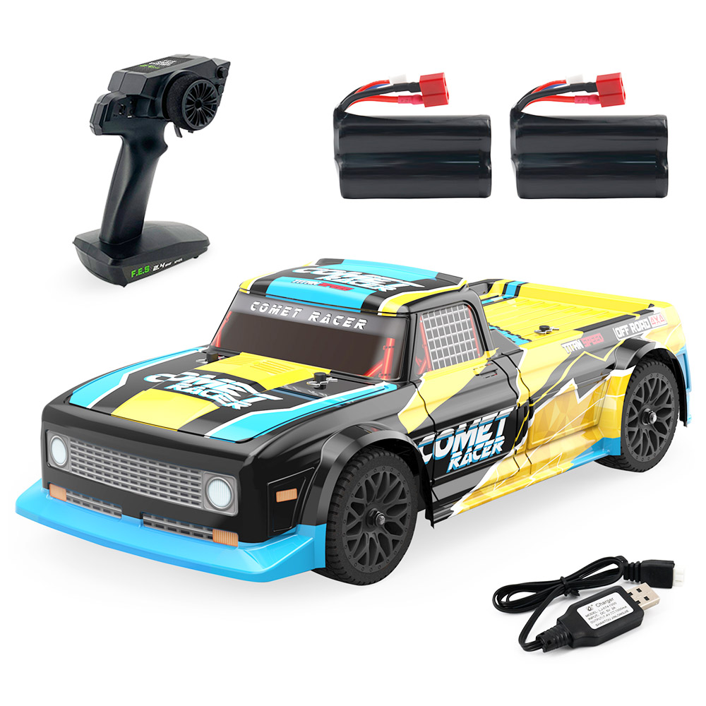 

JJRC Q125 1/10 Racing Car All Road Brushed 4WD RTR RC Car High Speed Off-Road with 2 Batteries- Yellow