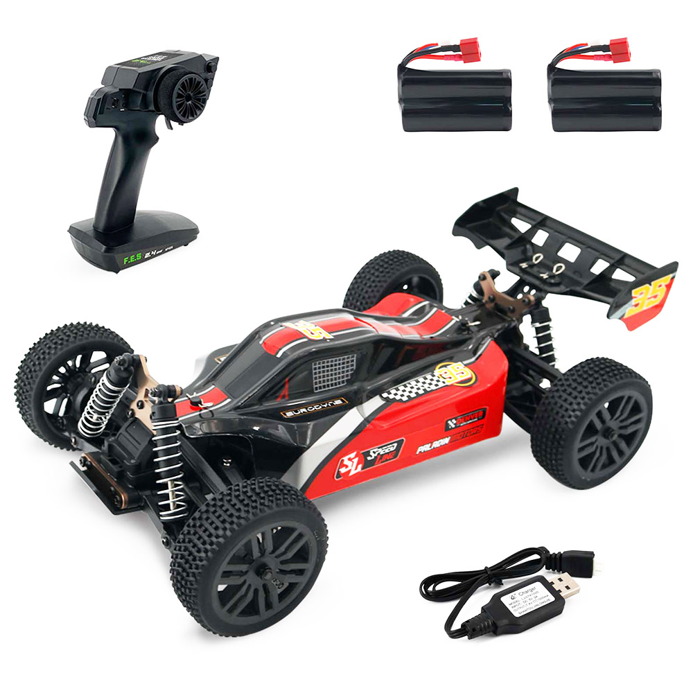 

JJRC Q126 1/10 Racing Car Buggy Brushed 4WD RTR RC Car High Speed Off-Road with 2 Batteries - Red