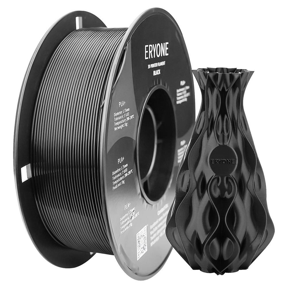 ERYONE PLA+ Filament pour Imprimante 3D Tolérance 1.75mm 0.03mm1kg (2.2LBS)/Bobine - Noir