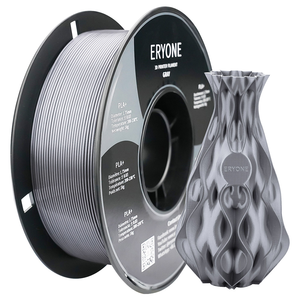 ERYONE PLA+ Filament for 3D Printer 1.75mm Tolerance 0.03mm1kg (2.2LBS)/Spool - Grey