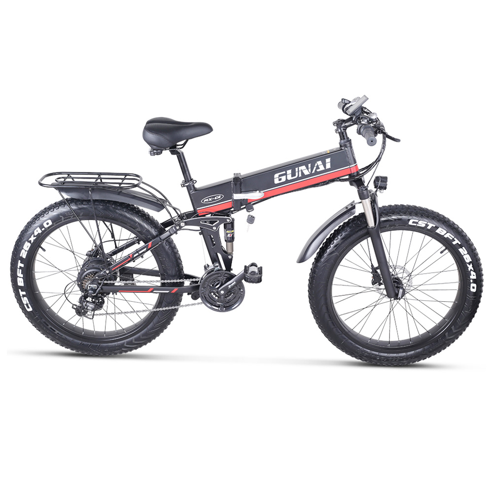 GUNAI MX01 1000 W 48 V 12.8 Ah 26 '' Bicicletta elettrica 40 km / h Velocità massima 40-50 km Gamma di chilometraggio 150 kg Carico massimo - Rosso