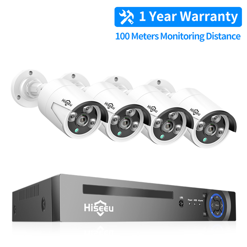 Hiseeu 5MP H.265 8CH POE Security Surveillance Camera System Kit Set AI Face Detection Audio Record IP Home