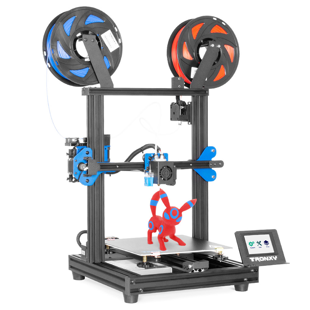 TRONXY XY-2 PRO 2E Dual Color 3D-printer, dubbele Titan-extruders, automatische nivellering, detectie van filamentuitloop, ultrastil printen, afdrukformaat 255 * 255 * 245 mm