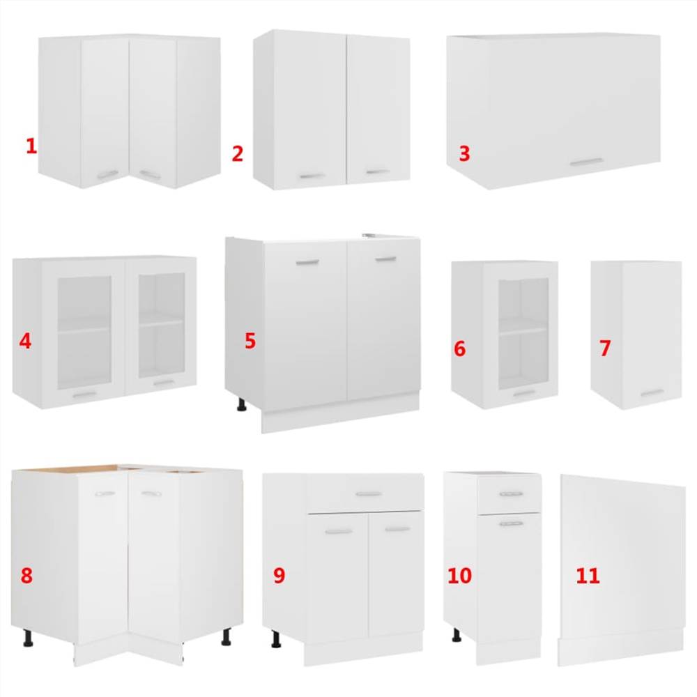 11 Piece Kitchen Cabinet Set White Chipboard
