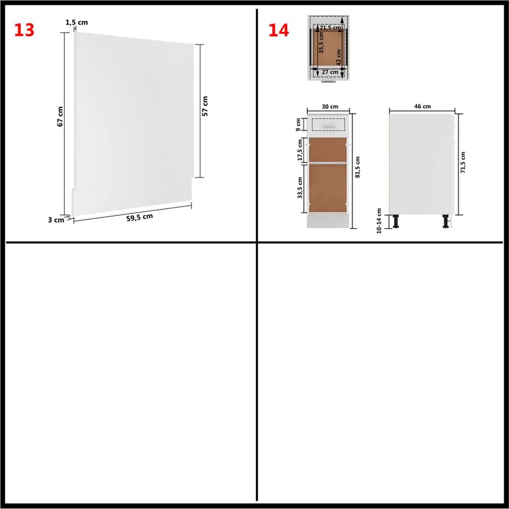 14 Piece Kitchen Cabinet Set White Chipboard