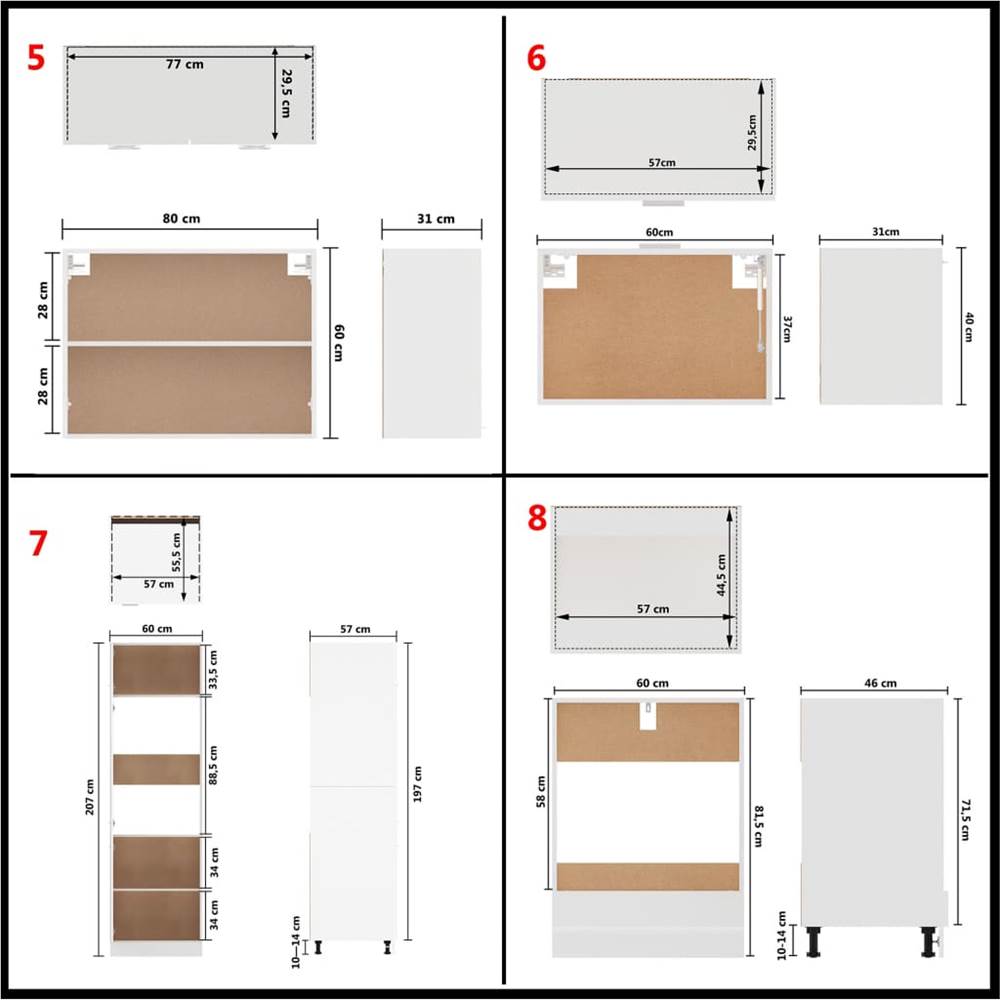 14 Piece Kitchen Cabinet Set White Chipboard