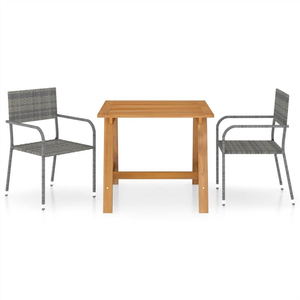 

3 Piece Garden Dining Set Grey