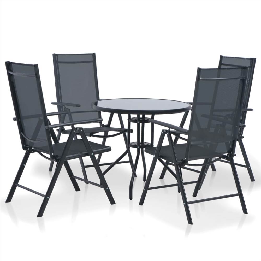 

5 Piece Outdoor Dining Set Aluminium and Textilene Black