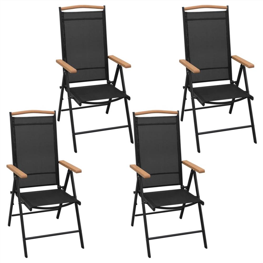 5 Piece Outdoor Dining Set with Folding Chairs Aluminium Black