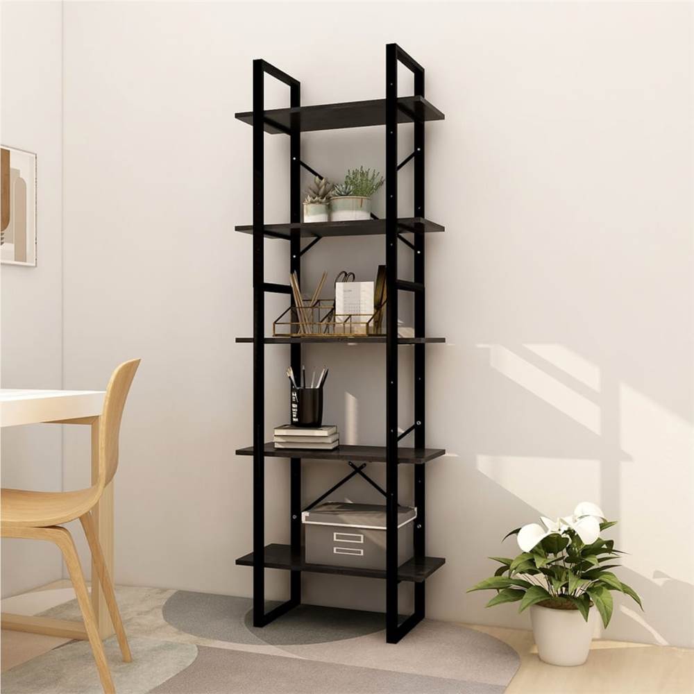 

5-Tier Book Cabinet Black 60x30x175 cm Pinewood