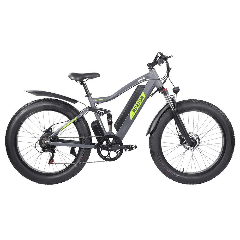 Bezior XF900 Electric Bike 26*4.0 Inch Fat Tires 750W Motor 12.5Ah 48V 45Km/h Max Speed 120kg Max Load Shimano 7-Speed 3 Riding Modes IP54 Waterproof - Grey